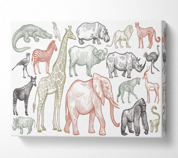  A Canvas Print of The Animal Kingdom Sketch Canvas Art