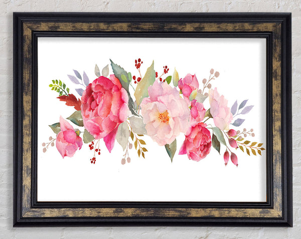 Bouquet Of Pink And Peach Flowers Framed Print