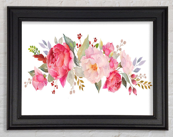 Bouquet Of Pink And Peach Flowers Framed Print