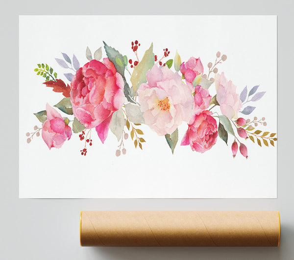 Bouquet Of Pink And Peach Flowers Giclee Print