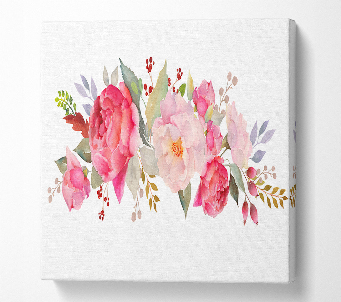  A Canvas Print of Bouquet Of Pink And Peach Flowers Canvas Art