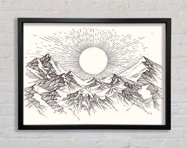Sun Above The Snowy Mountain Peak Framed Print