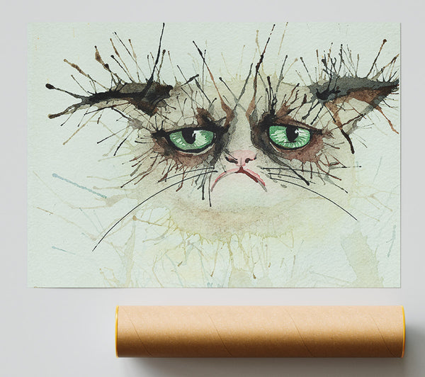 Grumpy Cat Watercolour Splat Poster
