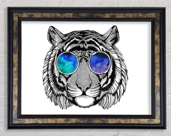 Glasses On A Tiger Hipster Framed Print
