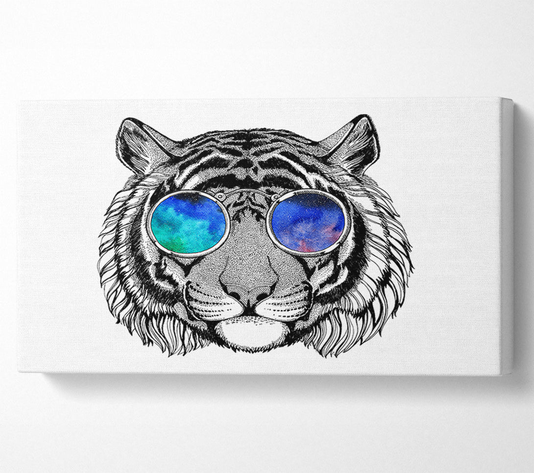  A Canvas Print of Glasses On A Tiger Hipster Canvas Art