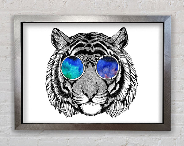 Glasses On A Tiger Hipster Framed Print