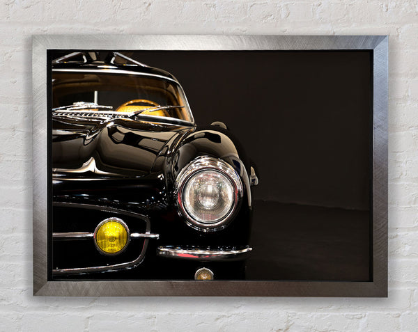 Classic Car Headlight Black Framed Print