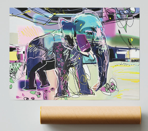 Modern Elephant Vector Giclee Print