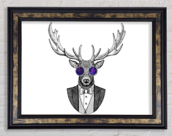 Glasses Deer Framed Print