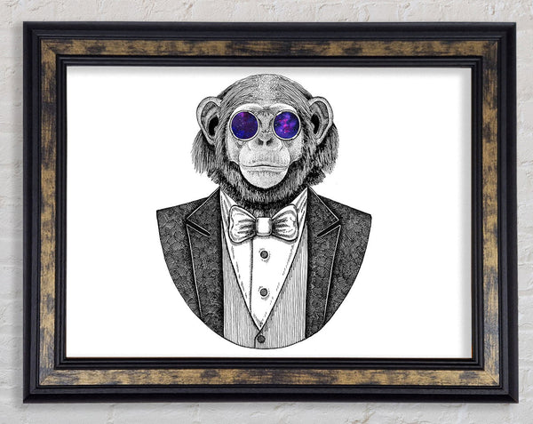 Glasses Chimpanzee Framed Print