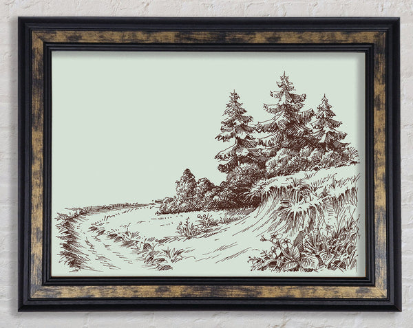 Sketch Of The Canadian Pines Framed Print