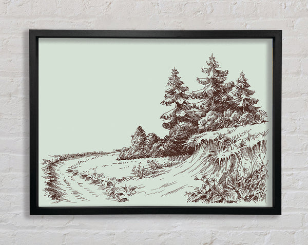 Sketch Of The Canadian Pines Framed Print