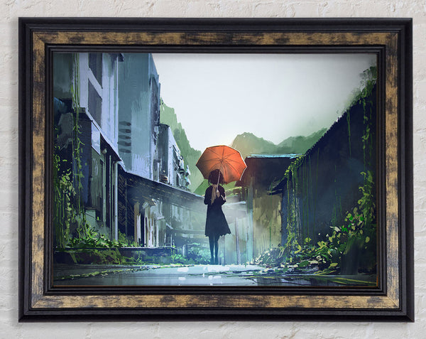 The Orange Umbrella Framed Print