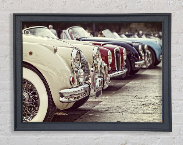 Classic Cars In A Row Framed Print