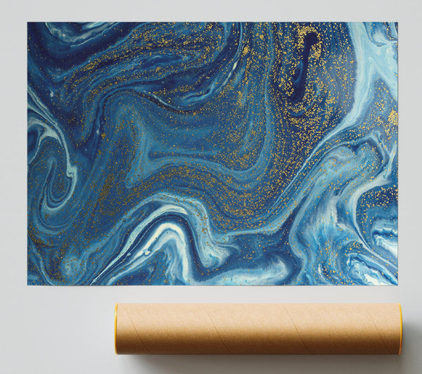Blue Glitter Flow Giclee Print