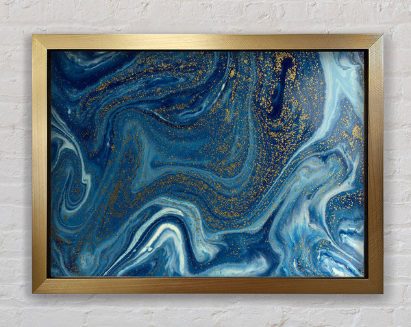 Blue Glitter Flow Framed Print