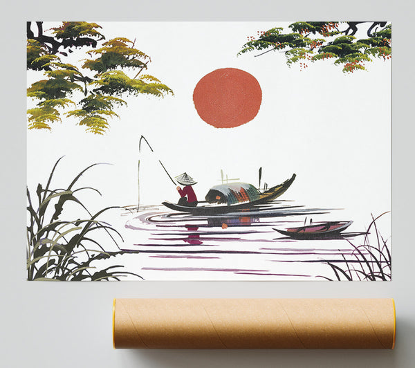 The Japanese Sun Fisherman Print