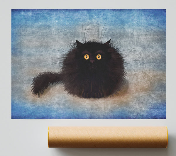 Black Fuzzy Cat Poster
