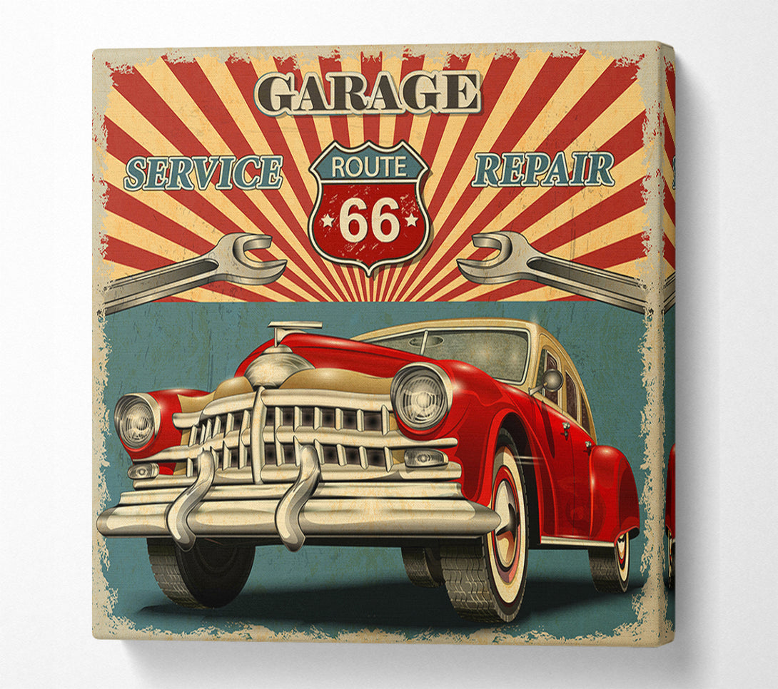  A Canvas Print of Route 66 Garage Canvas Art