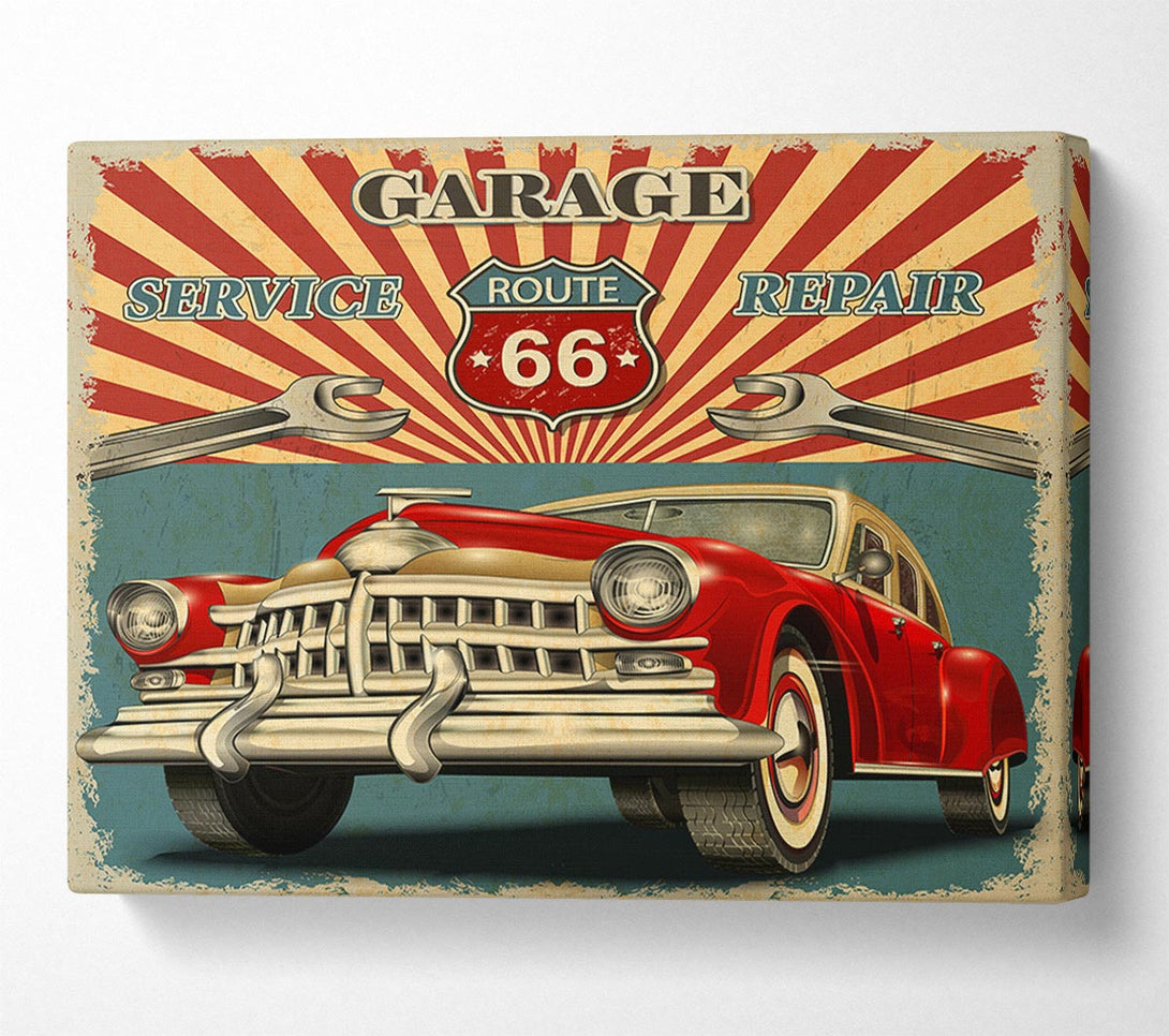  A Canvas Print of Route 66 Garage Canvas Art