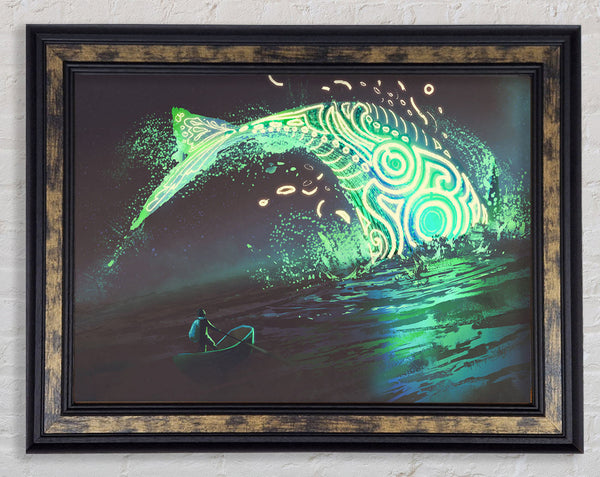 The Whale Jumping Out The Ocean Framed Print