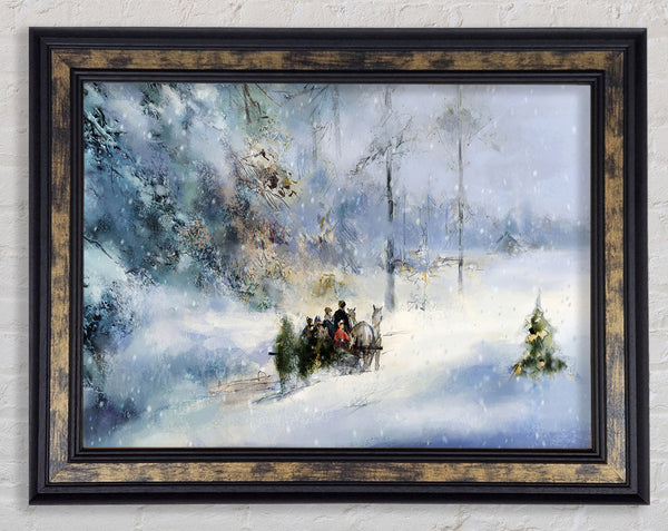 Traveling Through The Snow Framed Print