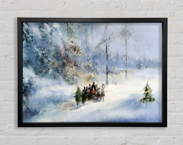 Traveling Through The Snow Framed Print