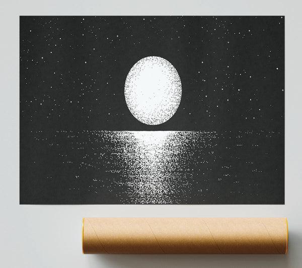 Moonlight Over The Sea Print