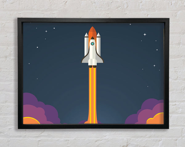 Rocket Ship Into Space Framed Print