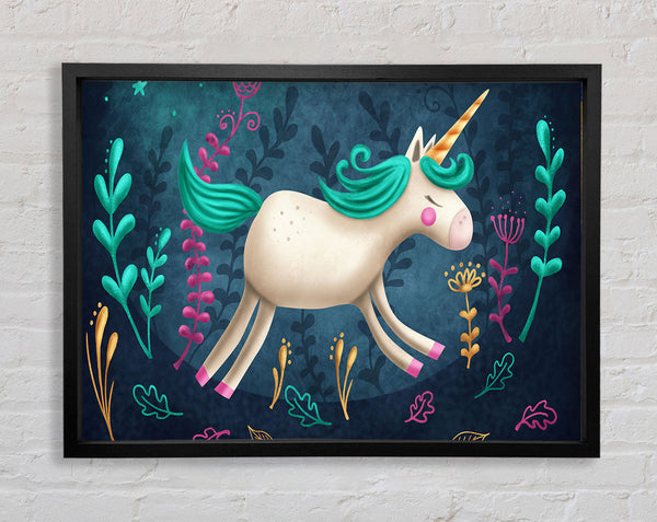 The Jumping Unicorn Framed Print