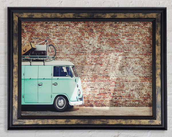 The Camper In Front Of Bricks Framed Print