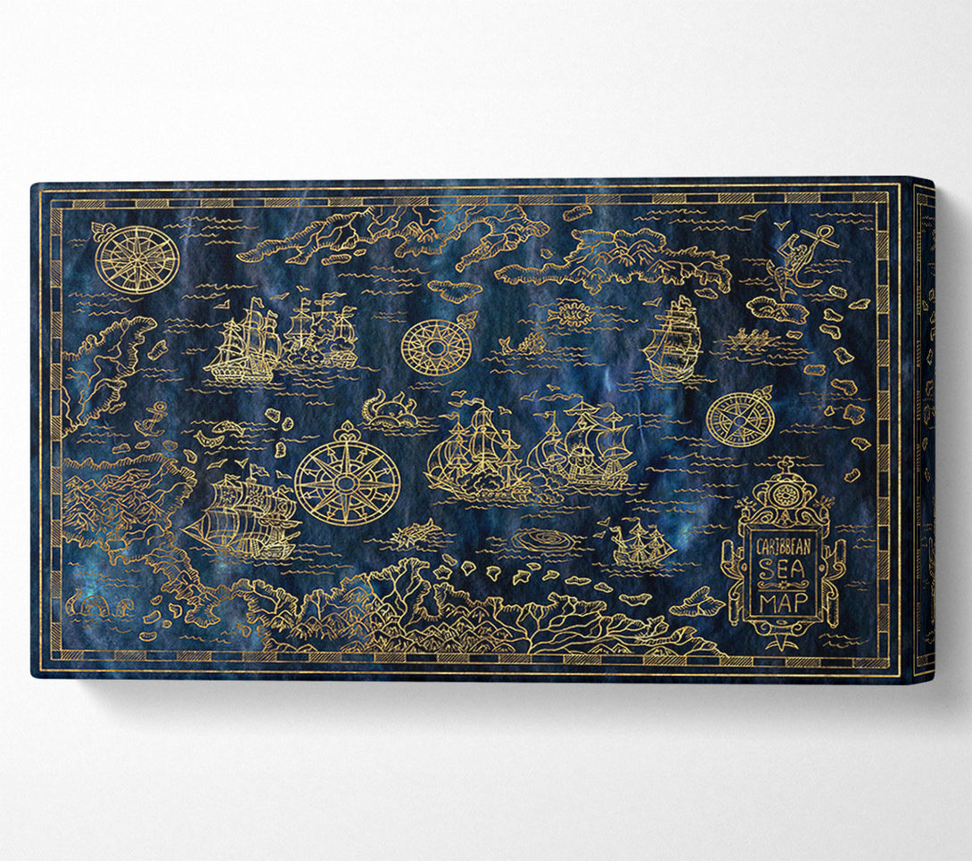  A Canvas Print of The Pirate Authentic Map Canvas Wall Art