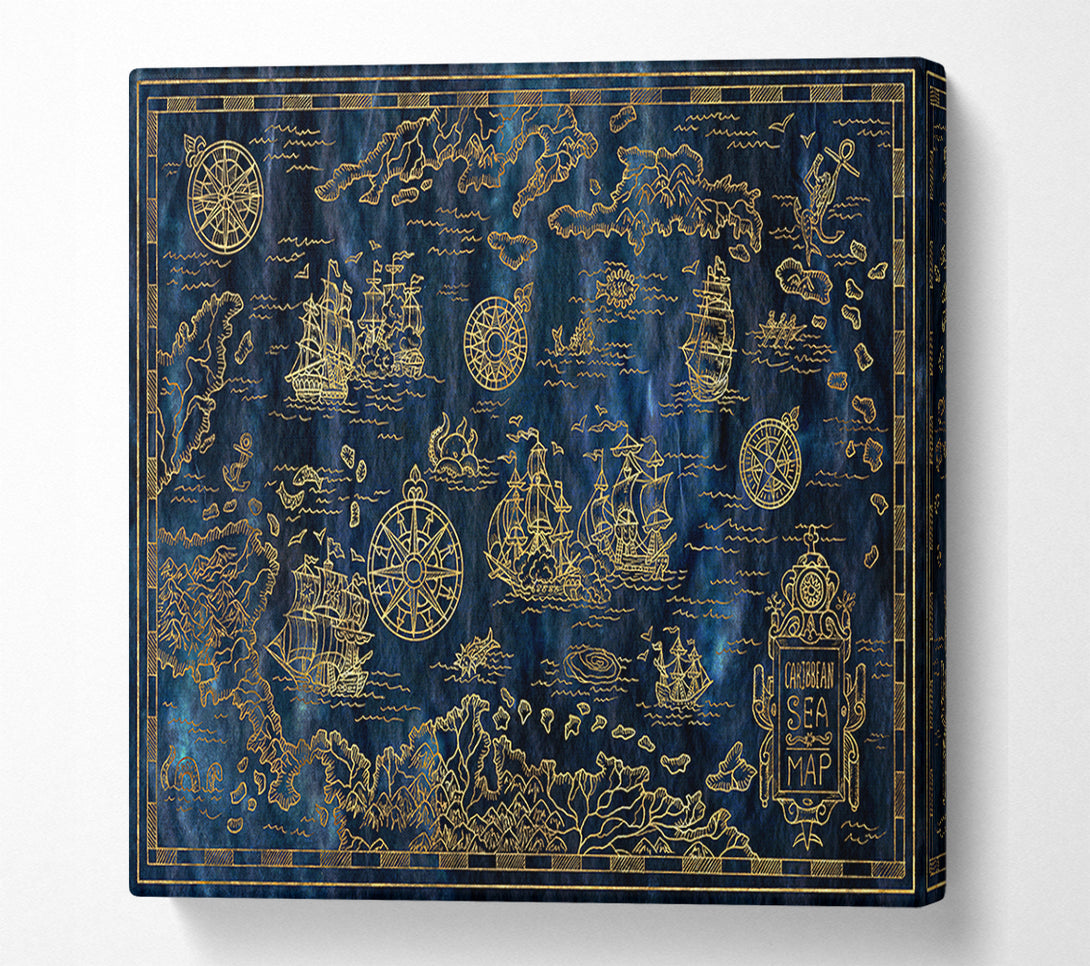  A Canvas Print of The Pirate Authentic Map Canvas Wall Art