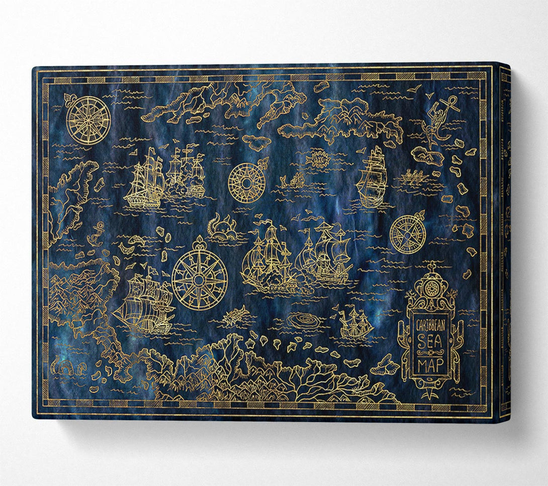  A Canvas Print of The Pirate Authentic Map Canvas Wall Art