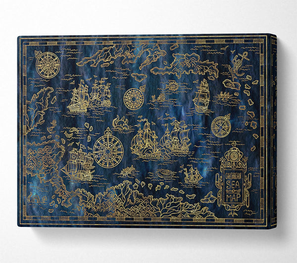  A Canvas Print of The Pirate Authentic Map Canvas Wall Art
