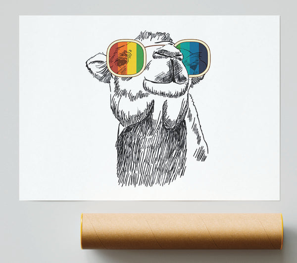 Colourful Glasses Camel Giclee Print