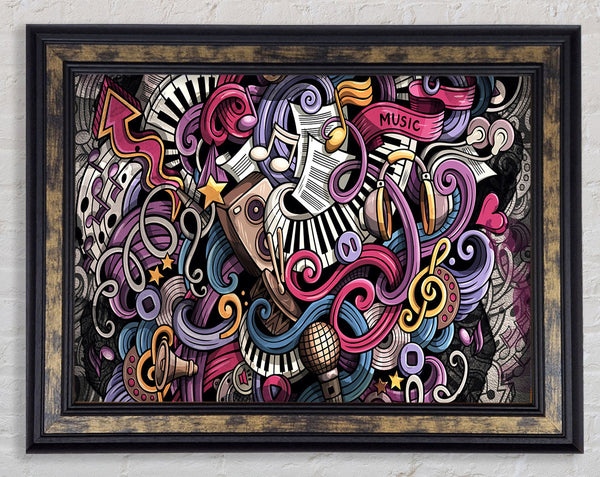 Abstract Patterns Of Music Framed Print