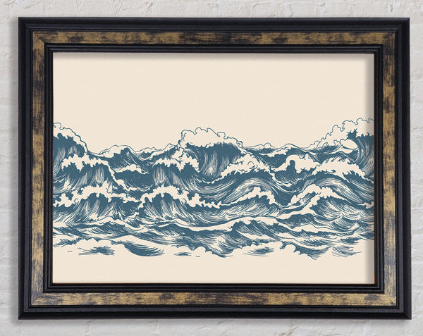 Rippled Ocean Crash Framed Print