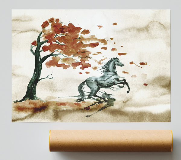 Tree Horse In The Wind Poster