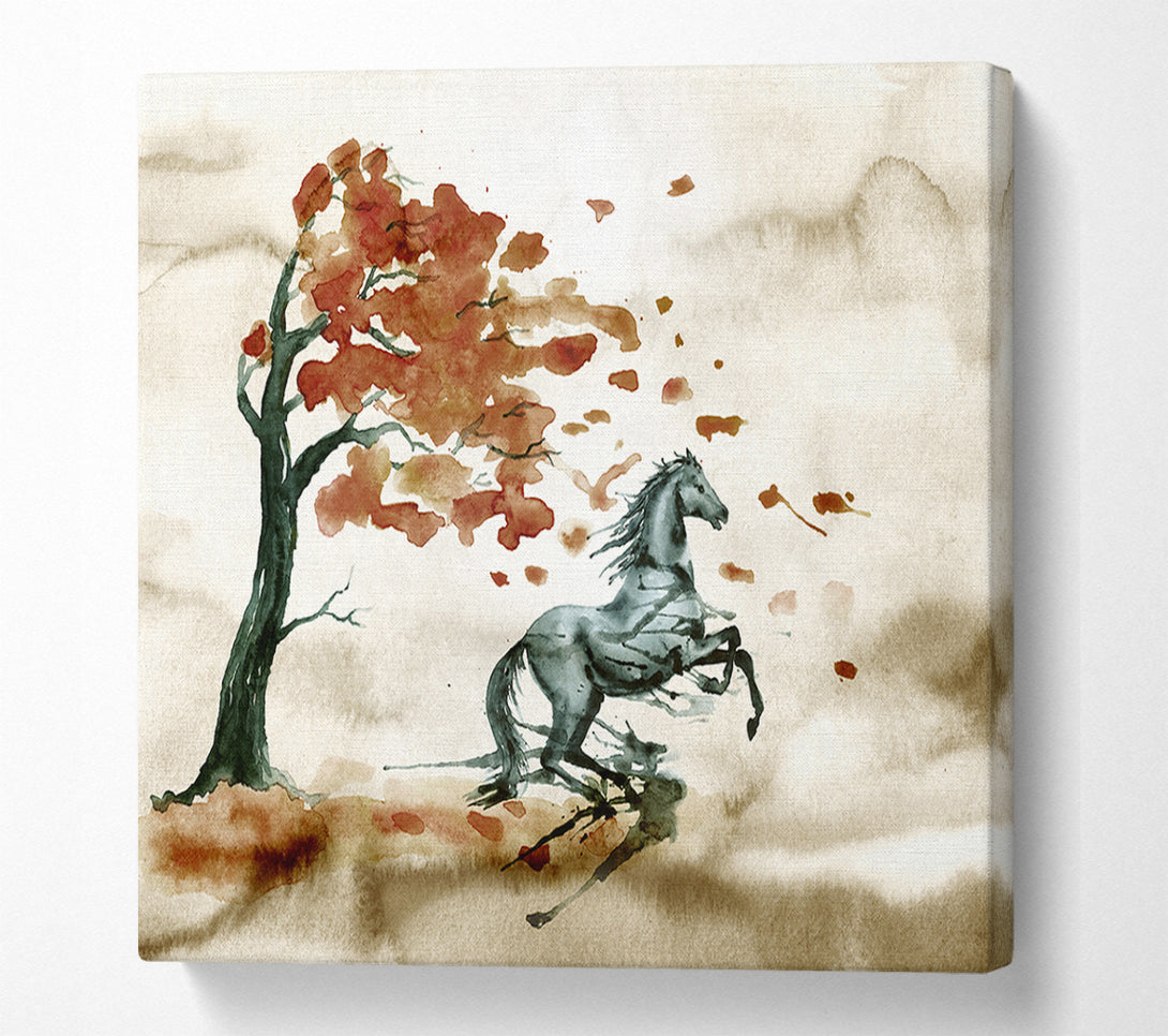  A Canvas Print of Tree Horse In The Wind Canvas Print