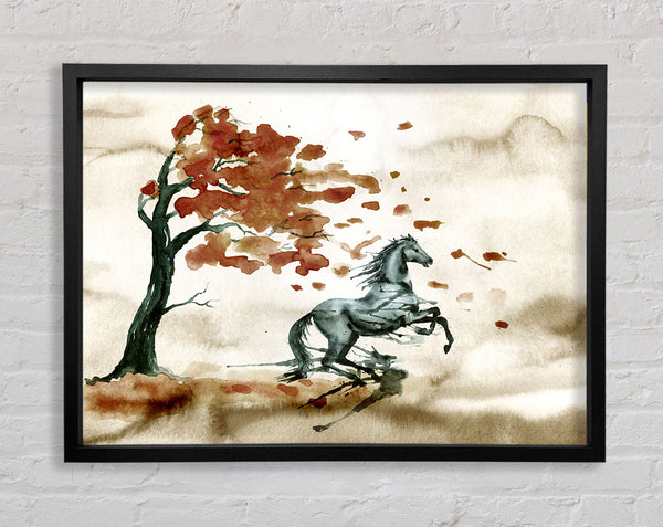 Tree Horse In The Wind Framed Print
