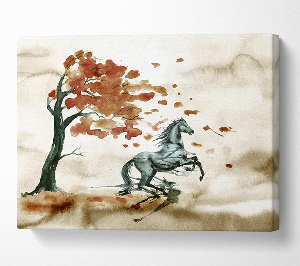  A Canvas Print of Tree Horse In The Wind Canvas Print