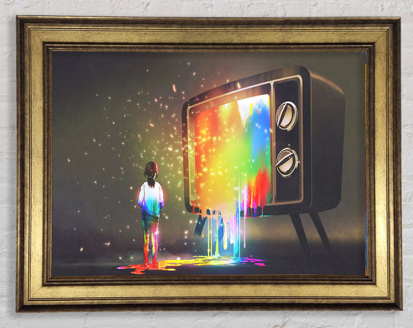 Colour Spilling Out The Tv Framed Print