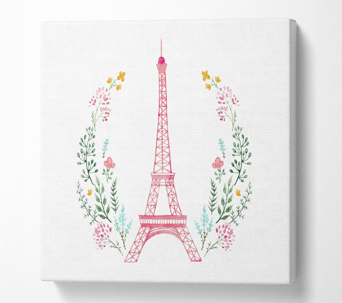  A Canvas Print of Eiffel Tower Wreath Canvas Art