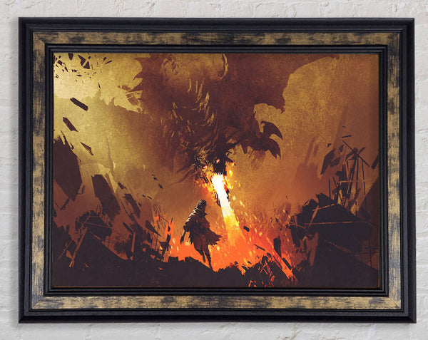 Fighting The Fire Dragon Framed Print