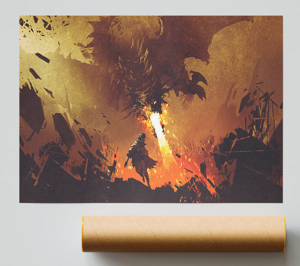 Fighting The Fire Dragon Giclee Print
