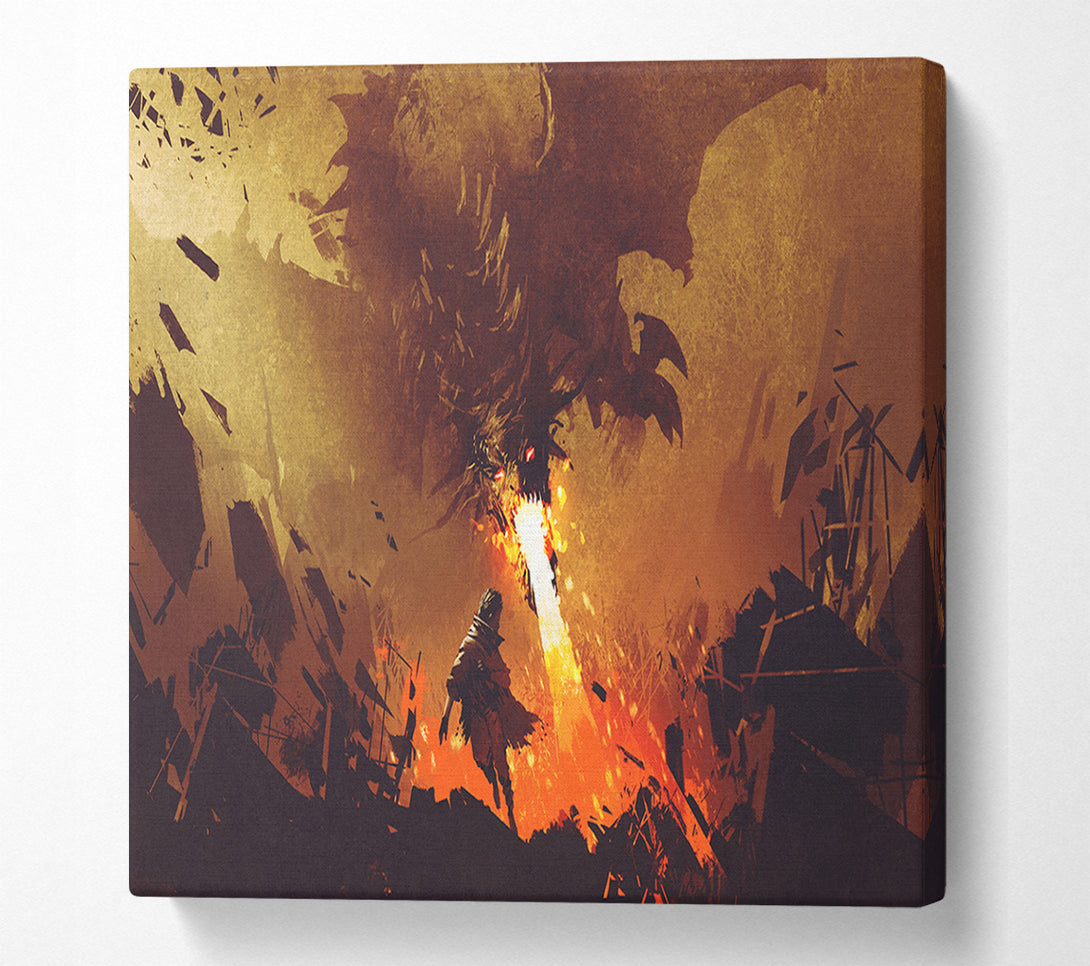  A Canvas Print of Fighting The Fire Dragon Canvas Print