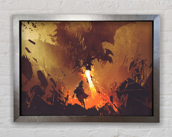Fighting The Fire Dragon Framed Print