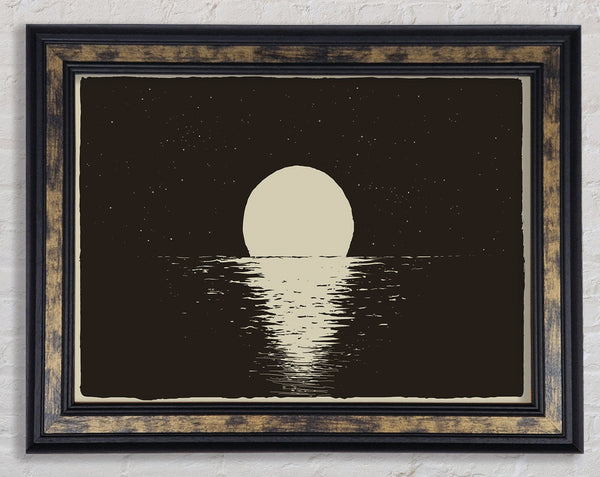 The Moon At Night Sea Framed Print