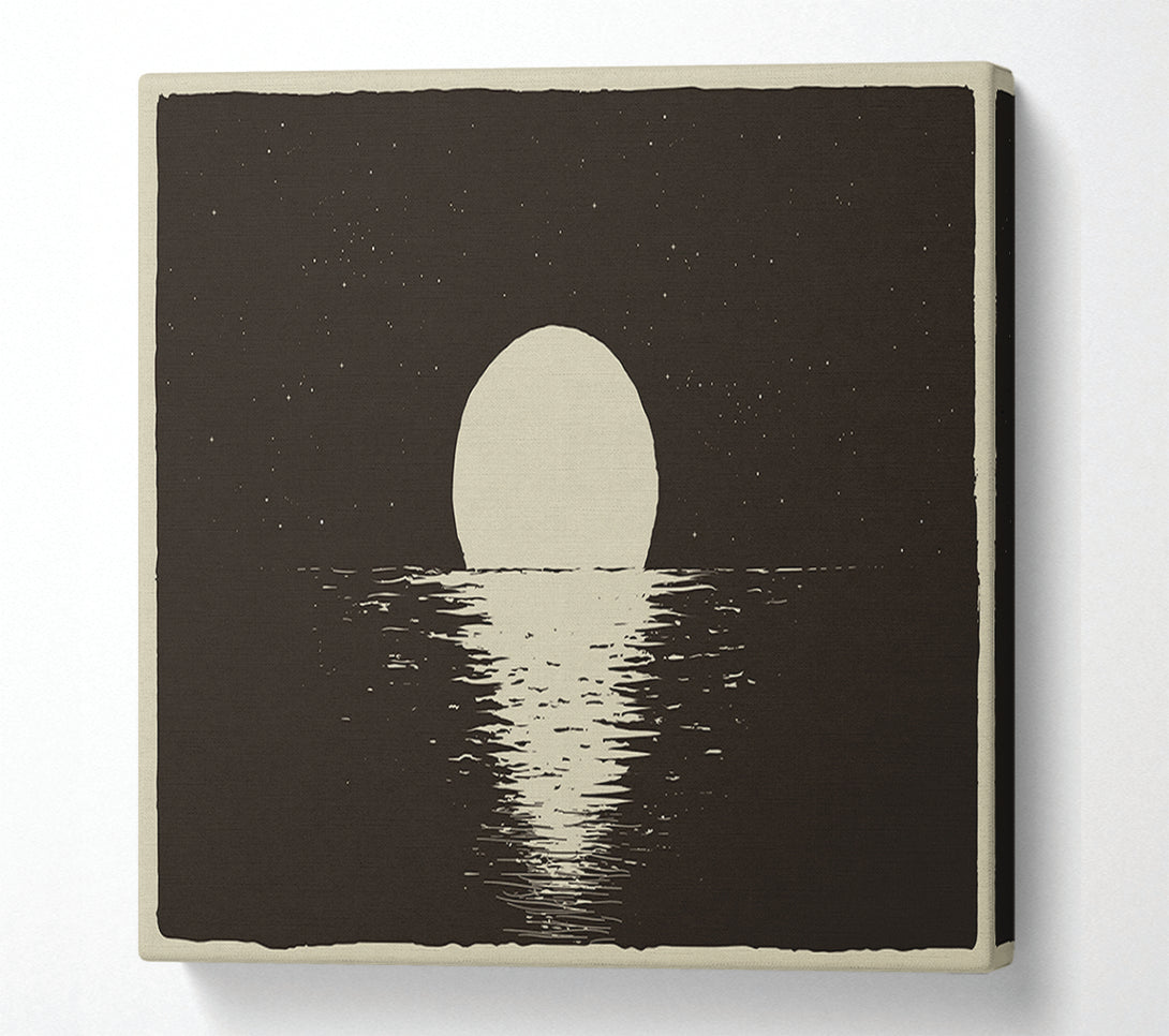  A Canvas Print of The Moon At Night Sea Canvas Print